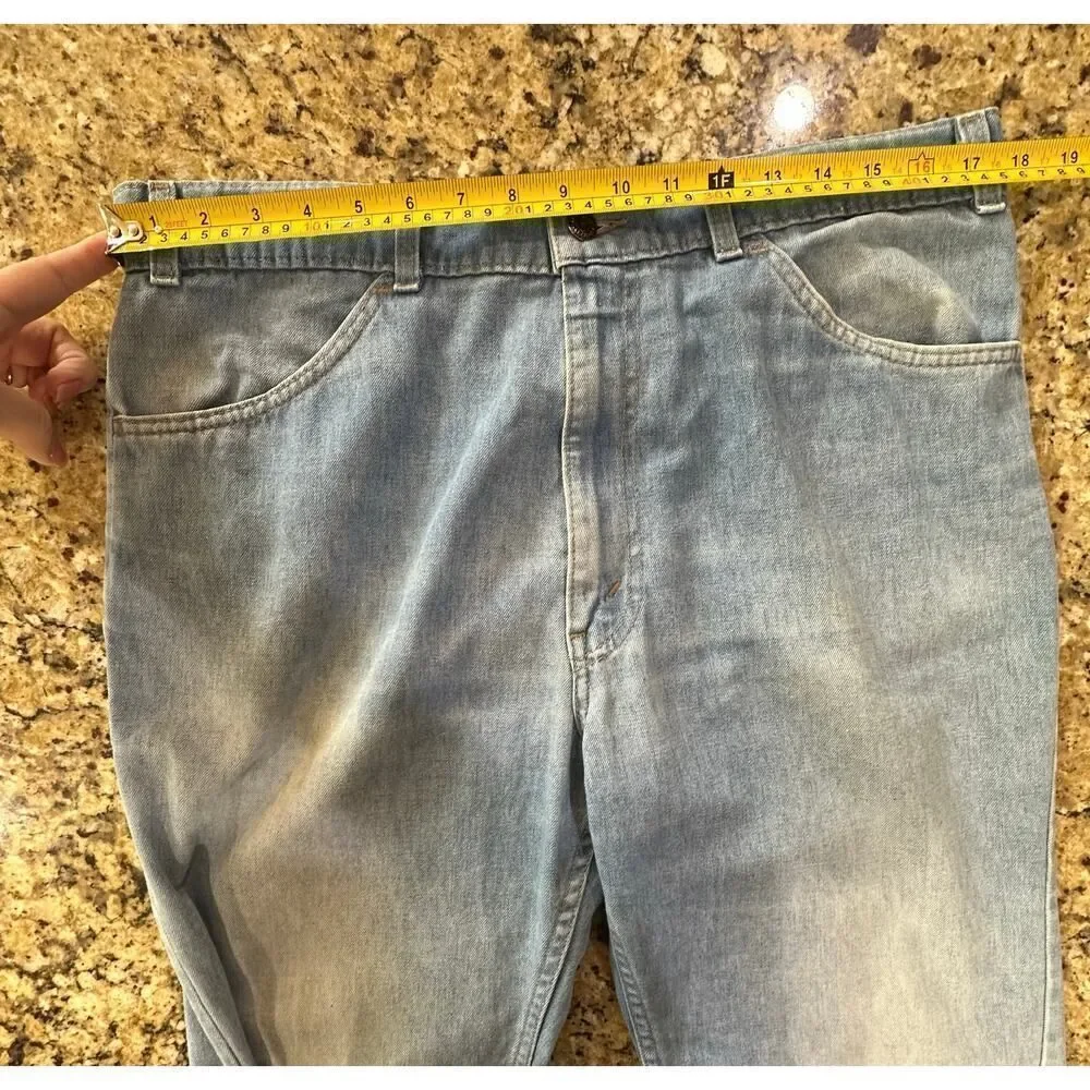 VINTAGE 70s Levi’s Orange Tab Bootcut Wide Leg Light Wash Denim Jeans Men 36x29
